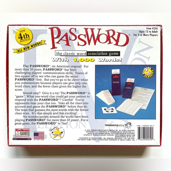 NIB Password Fourth Edition - The Classic Word Association Game - Endless Games - Picture 2 of 9